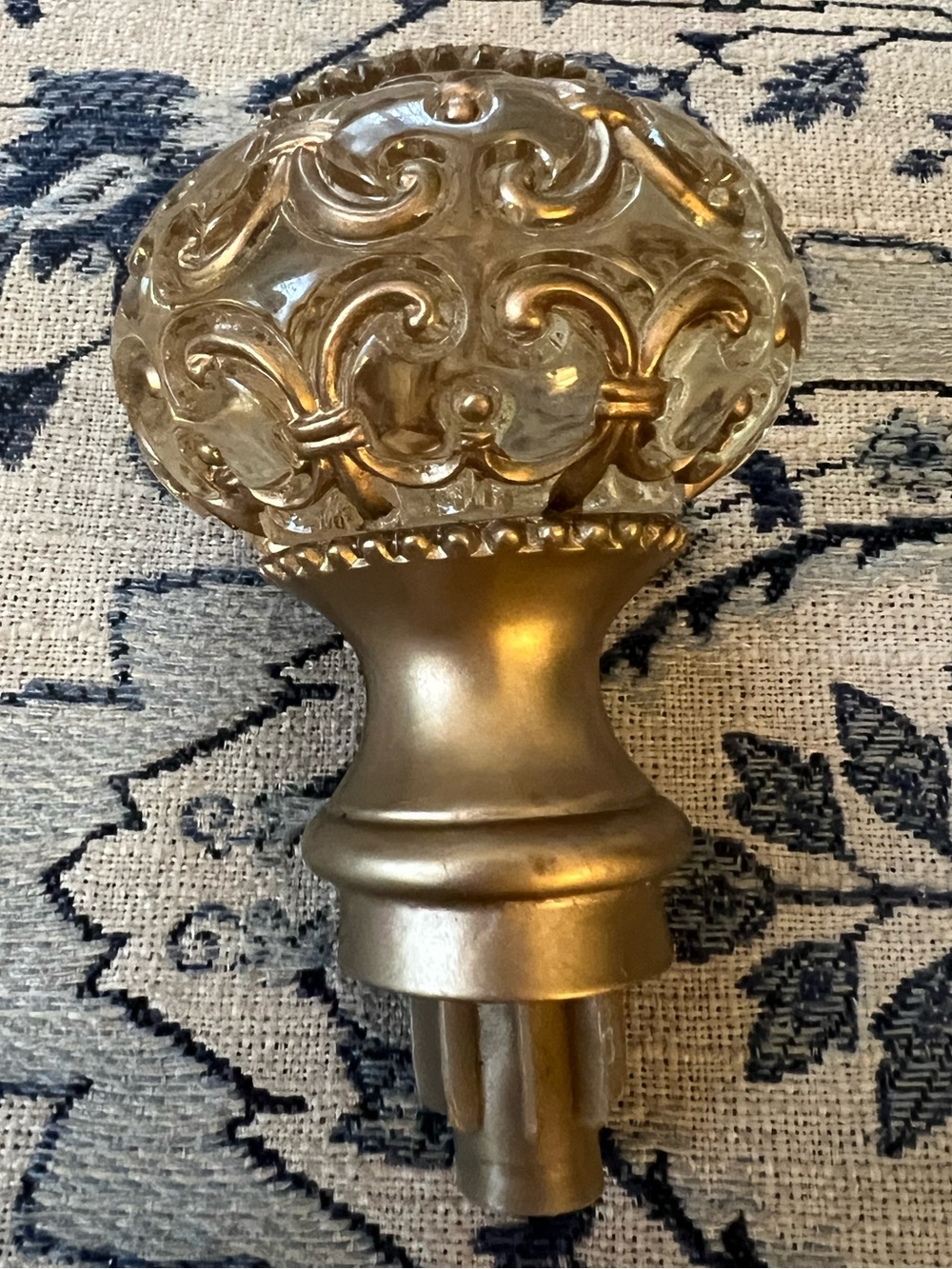 decorative ornate gold tone and glass finial